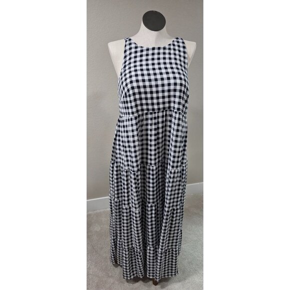 Torrid Black & White Gingham Sleeveless Maxi Dress With Bow Tie Back - Picture 2 of 13